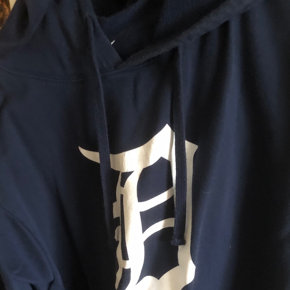 Men's Navy Blue Pullover Hoodie with White Lettering